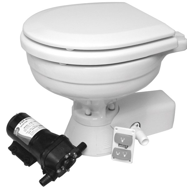 Jabsco ""quiet flush"" Compact eltoilet 12V saltvand